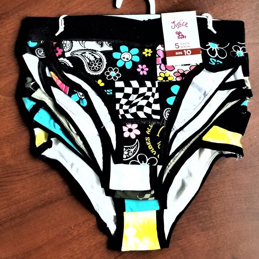 Justice 5 Pack Bikini Panties Girls 10 NWT